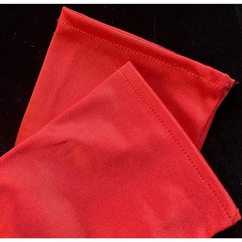 Women's Red Short Satin Gloves Stretchy Fabric Formal Wedding Party Tea Prom